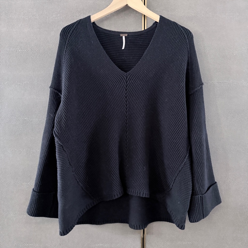 Free People Black V-Neck Sweater